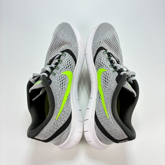 Nike Free RN Grey Volt Green White Sneakers Running Shoes Men's Size 8.5 - Picture 8 of 11